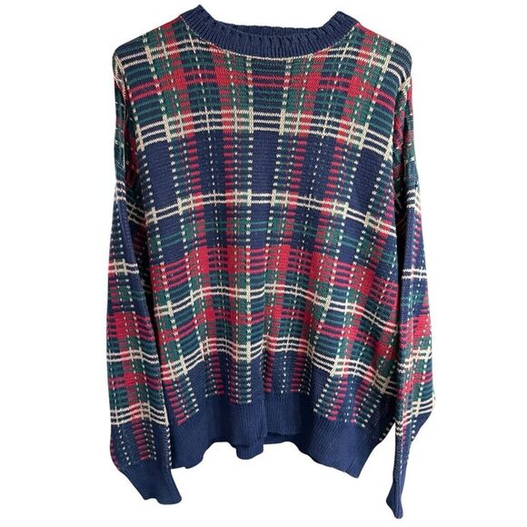 Vtg Pendleton Sweater Men's Cotton XL Plaid Blue Preppy Classic Eclecticgrandpa - Picture 1 of 7